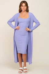 Lavender Ribbed Cardigan 2 Piece Maternity Set