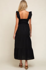 Black Sleeveless Tiered Maternity Maxi Dress