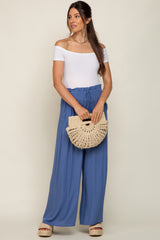 Blue Wide Leg Maternity Pants