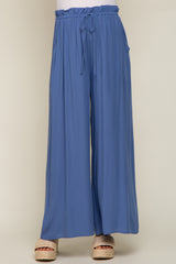 Blue Wide Leg Maternity Pants