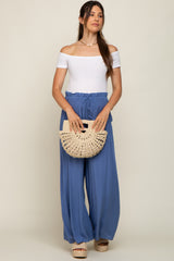 Blue Wide Leg Maternity Pants