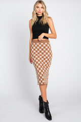 Beige Checkered Knit Skirt