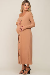 Camel Ribbed Maternity Dress Set