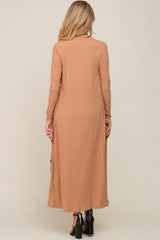 Camel Ribbed Maternity Dress Set