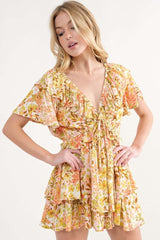 Yellow Floral Yellow Romper