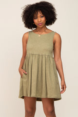 Olive Sleeveless Babydoll Maternity Mini Dress