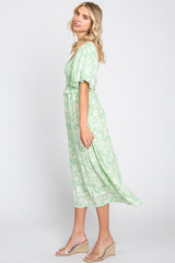 Lime Floral Smocked Midi Dress