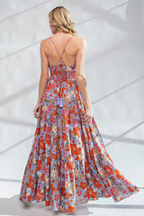 Coral Floral Printed Maxi Dress