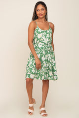 Green Floral Ruffle Dress