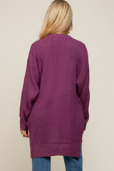 Plum Cable Knit Accent Maternity Cardigan