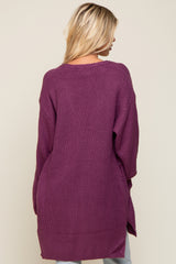 Plum Cable Knit Accent Cardigan