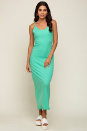 Mint Ribbed Sleeveless Maxi Dress