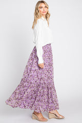 Lavender Smocked Waist Tiered Maxi Skirt