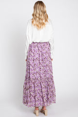 Lavender Smocked Waist Tiered Maxi Skirt