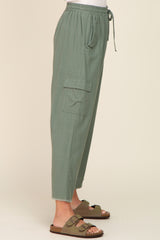 Light Olive Raw Hem Cargo Pants