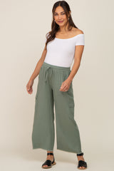 Light Olive Raw Hem Maternity Cargo Pants