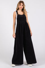 Charcoal Corduroy Wide Leg Overalls