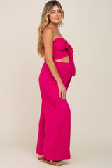 Fuchsia Front Tie Crop Top and Pant Maternity Set