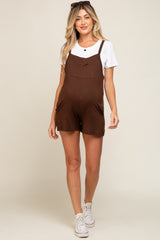 Mocha Front Pocket Overall Knit Maternity Romper