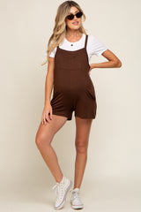 Mocha Front Pocket Overall Knit Maternity Romper