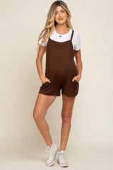 Mocha Front Pocket Overall Knit Maternity Romper