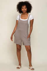 Taupe Front Pocket Overall Knit Romper