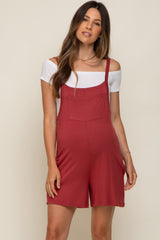 Rust Front Pocket Overall Knit Maternity Romper