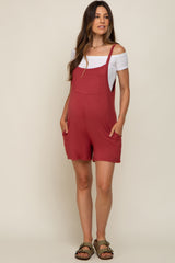 Rust Front Pocket Overall Knit Maternity Romper