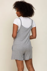 Heather Grey Front Pocket Overall Knit Romper