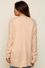 Beige Front Pocket Maternity Cardigan