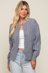 Grey Mixed Knit Maternity Cardigan