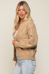 Beige Mixed Knit Cardigan