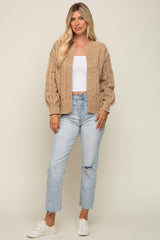 Beige Mixed Knit Cardigan