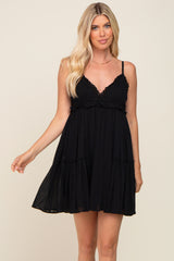 Black Crochet Ruffle Maternity Dress