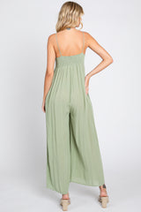 Sage Front Tie Sleeveless Jumpsuit