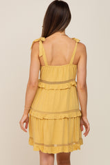 Yellow Sleeveless Tiered Maternity Dress