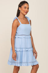 Light Blue Sleeveless Tiered Dress