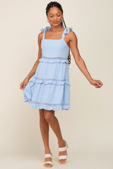 Light Blue Sleeveless Tiered Dress