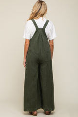 Olive Corduroy Front Pleated Wide Leg Maternity Overalls