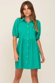 Green Button Down Mini Dress