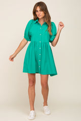 Green Button Down Mini Dress