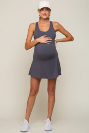 Grey Tennis Racerback Maternity Romper Dress