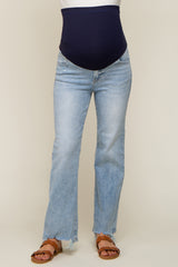 Light Blue Straight Leg Maternity Jeans