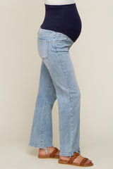 Light Blue Straight Leg Maternity Jeans