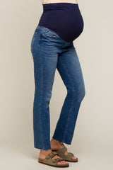 Blue Straight Leg Maternity Jeans