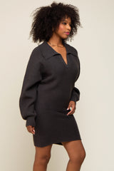 Charcoal Sweater Knit Mini Dress