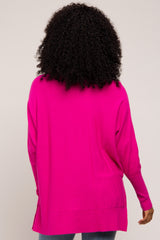 Fuchsia Knit Long Dolman Sleeve Top