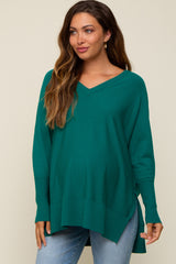 Hunter Green Knit Long Dolman Sleeve Maternity Top