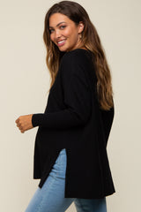 Black Knit Long Dolman Sleeve Maternity Top