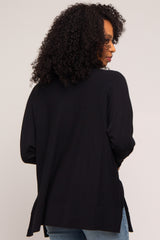 Black Knit Long Dolman Sleeve Top